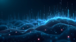 Digitaler Hintergrund, perfekt für technische Prozesse, neuronale Netzwerke, künstliche Intelligenz, Datenübertragung und -verschlüsselung, digitale Archive, Ton- und Grafikpräsentationen, Wissenschaft, Bildung usw.