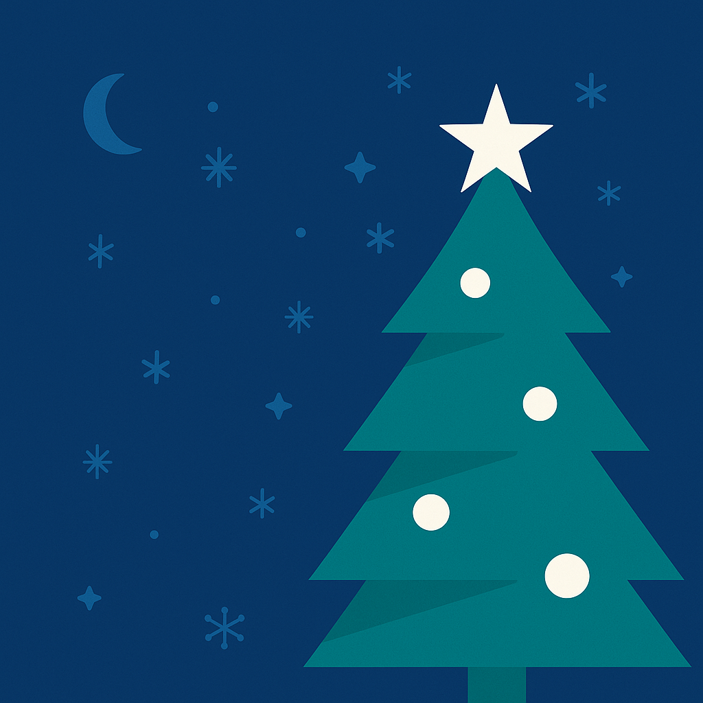 Tannenbaum mit Sternenhimmel